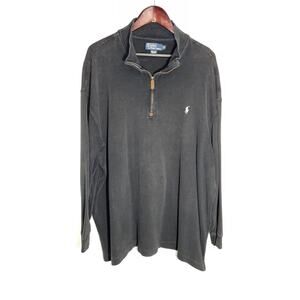 Polo Ralph Lauren Mens Size 3XB 3XL Big Black Long Sleeve 1/4 Zip Pullover